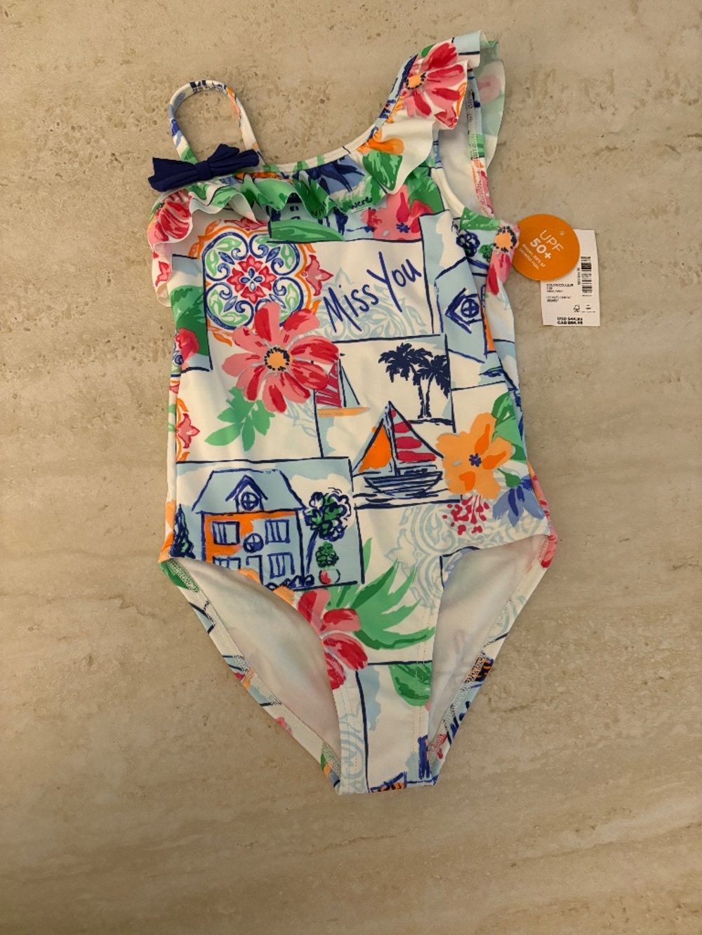 One piece swimsuit with bow detail